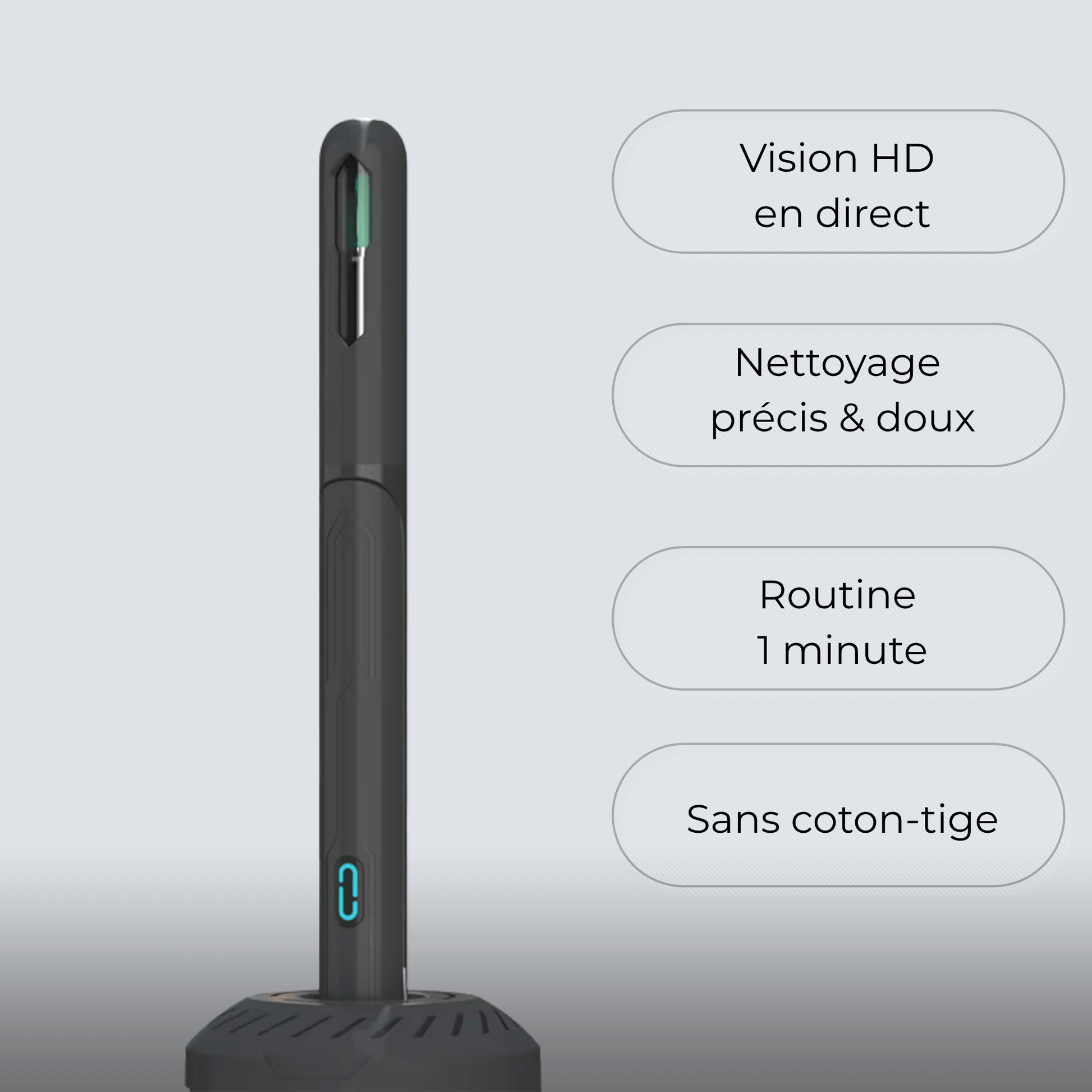Cure-oreille caméra Wi-Fi – Nettoyage précis et hygiénique embouts silicone et LED