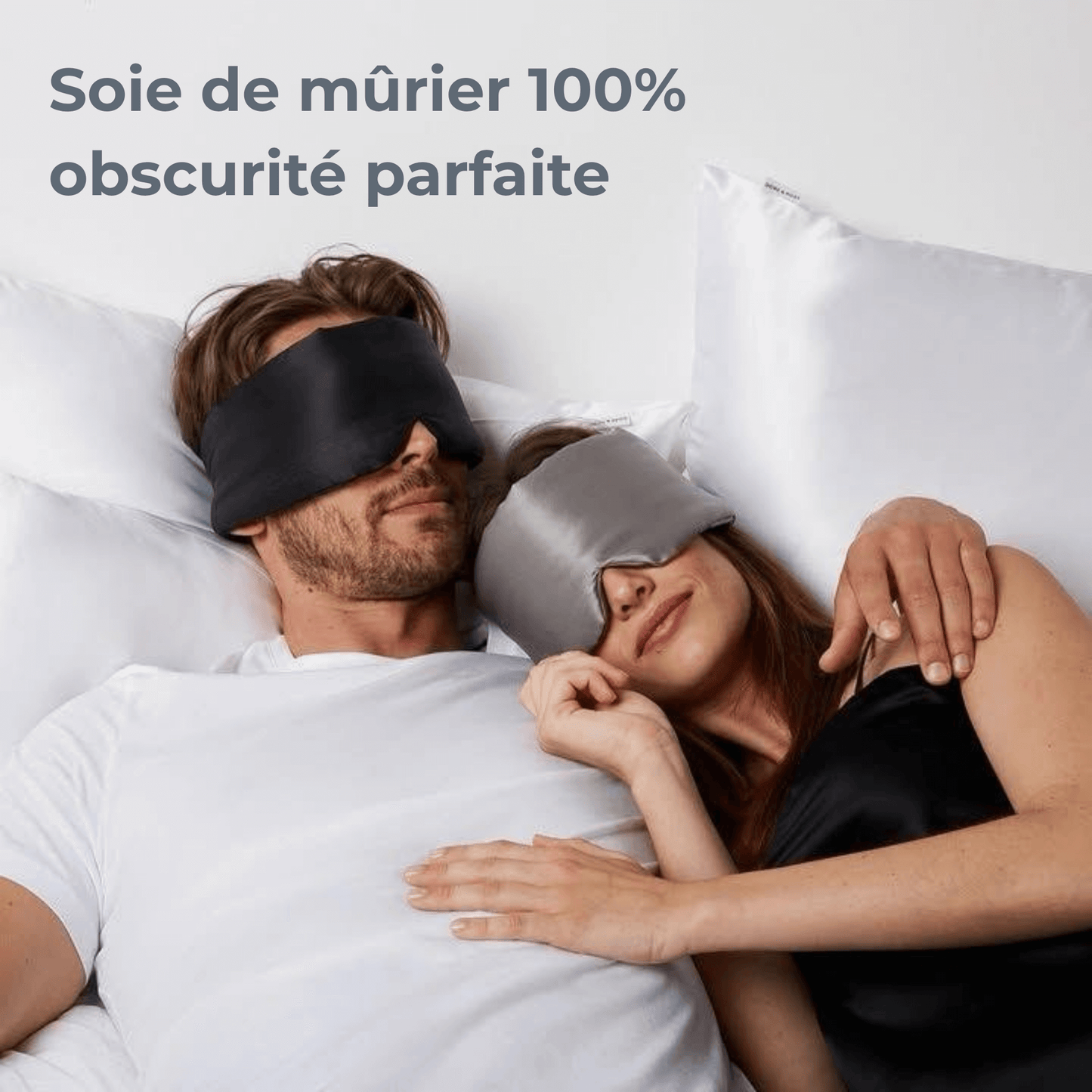 Masque de sommeil - 100 pour cent soie de mûrier porté pendant le sommeil, bloque la lumière