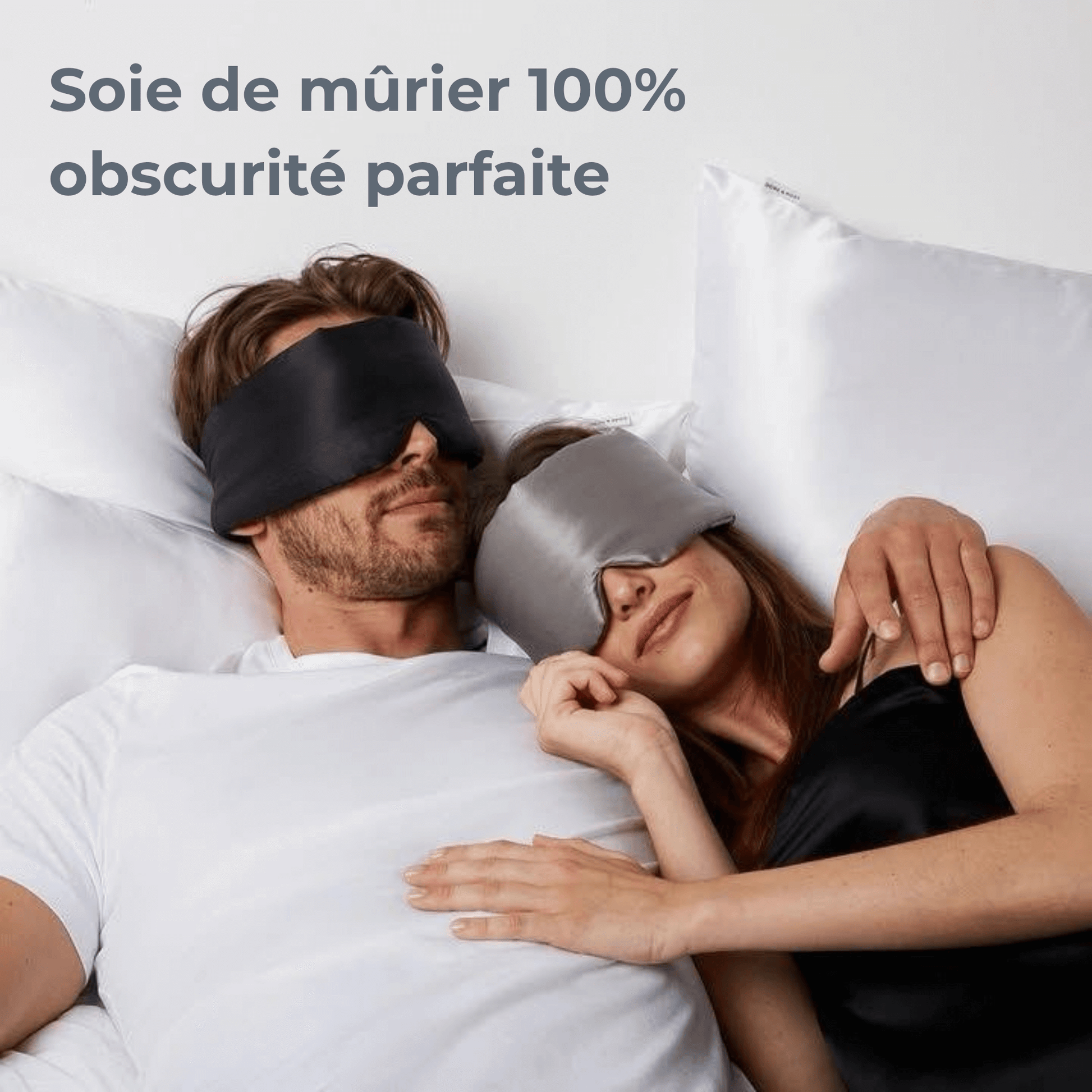 Masque de sommeil - 100 pour cent soie de mûrier porté pendant le sommeil, bloque la lumière