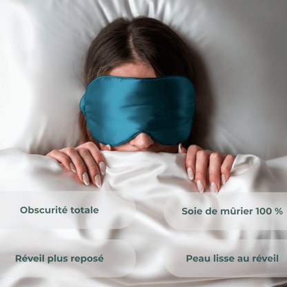 Masque de sommeil - 100 pour cent soie de mûrier pour confort nuit et protection de la peau